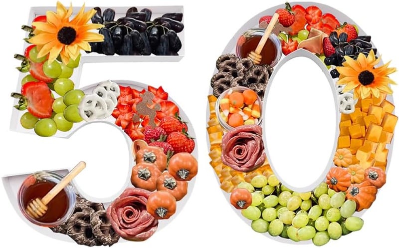 WENPACK 12" Fillable Cardboard Number Shaped Gift Grazing Charcuterie Board Paper Container (50) - Image 1